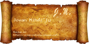 Jovan Mihály névjegykártya